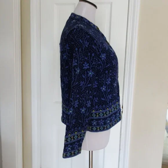 NOMADIC TRADERS Knitted Floral Embroidered Purple Sweater – Wmns Large - Picture 8 of 9